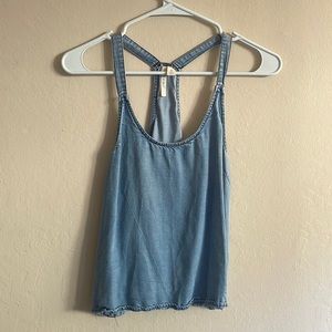 blue denim tank top